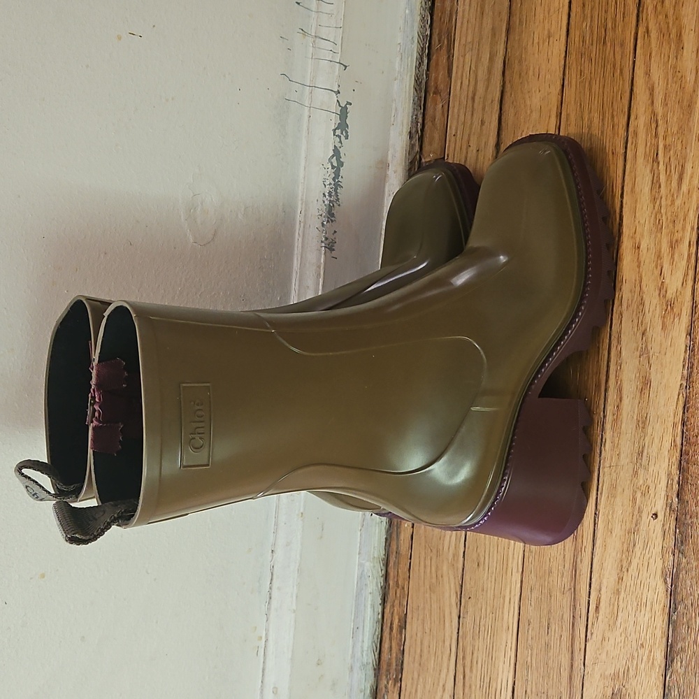 Chloe Green And Brown Betty Rain Boots